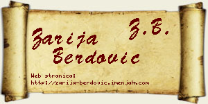 Zarija Berdović vizit kartica